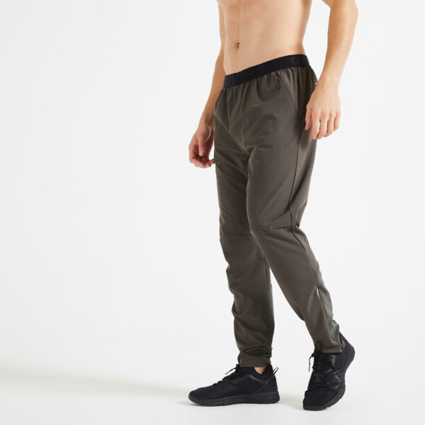 Trainingshose 900 Fitness Performance slim atmungsaktiv Herren khaki