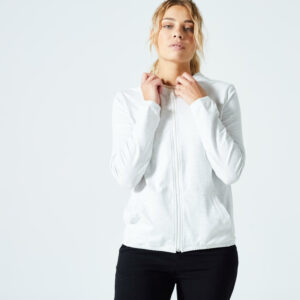 Trainingsjacke Damen mit Kapuze - 100 cremeweiss