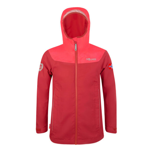 Trollkids Regenjacke Kinder wasserdicht Wandern Gr. 128-164 - Bergen rot/rosa