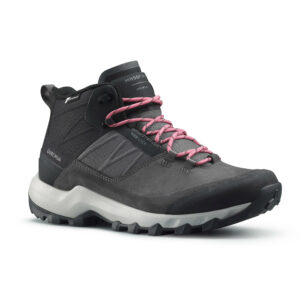 Wanderschuhe Damen halbhoch wasserdicht Bergwandern - MH500 grau/rosa