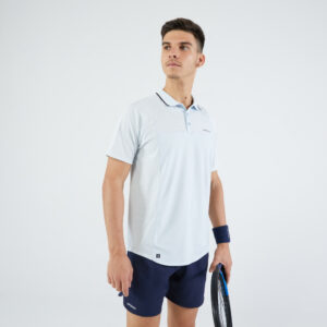 Herren Tennis Poloshirt - Dry hellgrau/schwarz