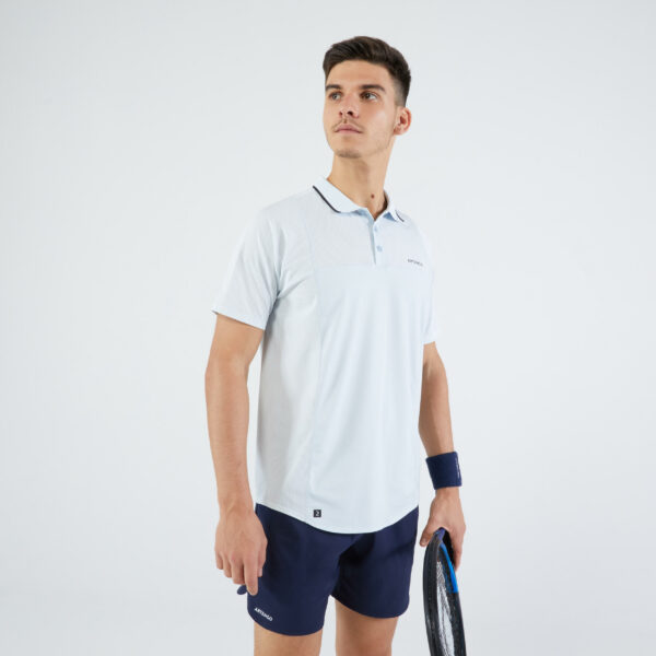 Herren Tennis Poloshirt - Dry hellgrau/schwarz