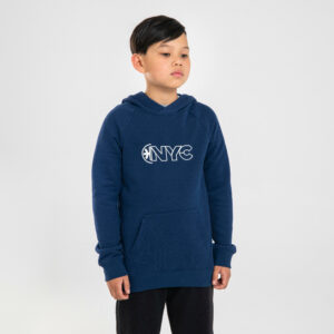 Kinder Sweatshirt mit Kapuze Hoodie Basketball - H100 marineblau