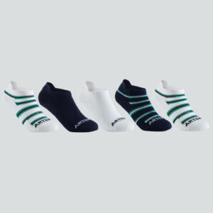 Tennissocken Kinder low 5er-Pack - RS 160 weiss/marineblau gestreift